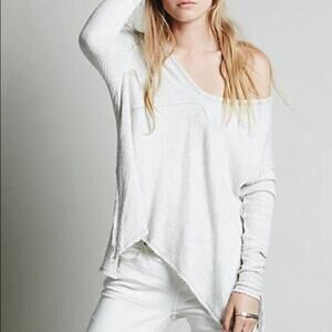 Free People Sunset Park V-Neck Thermal Long Sleeve Tee